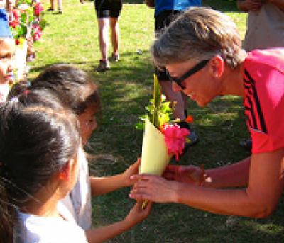 Connie Demmel Cycling on the  tour with redspokes